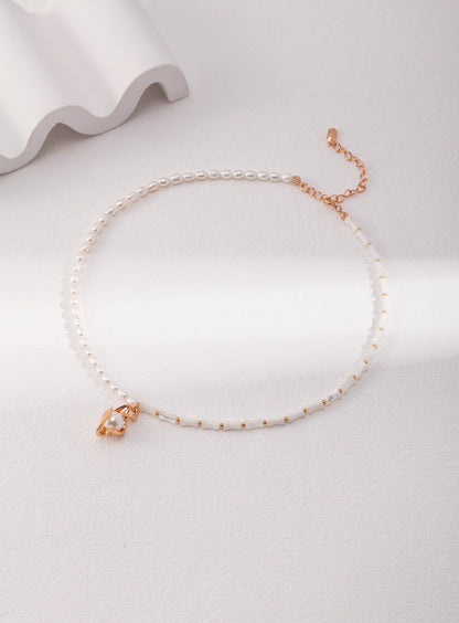 Orchid Bamboo Pearl Necklace