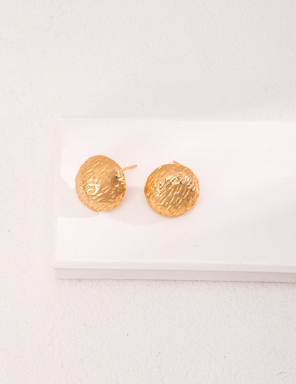 3D round textured earrings