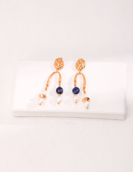 Silver Lapis Lazuli Pearl earrings