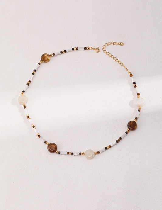 Tiger’s eye buttons necklace